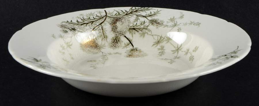 Thistle (Green Gray) Large Rim Soup Bowl by John Edwards-1