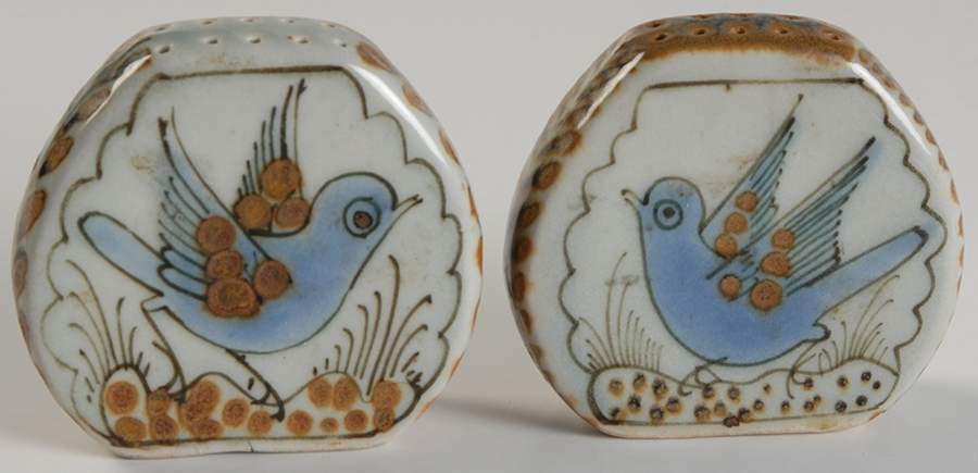 El Palomar Blue Salt & Pepper Set by Ken Edwards Pottery-1