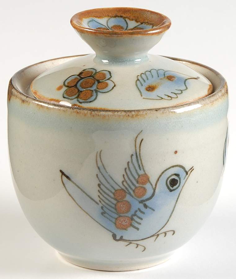 El Palomar Blue Mini Sugar Bowl & Lid by Ken Edwards Pottery-1