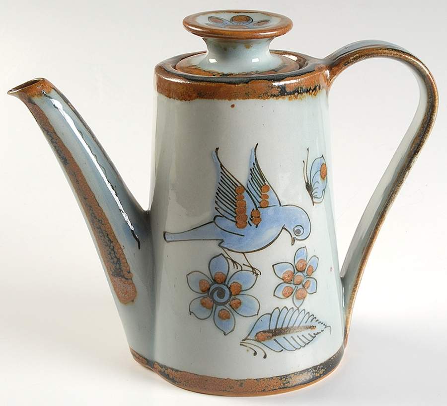 El Palomar Blue Coffee Pot & Lid by Ken Edwards Pottery-1