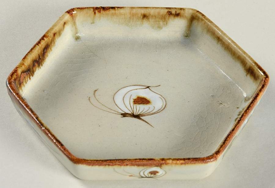 El Palomar Blue 5" Hexagonal Tray by Ken Edwards Pottery-1