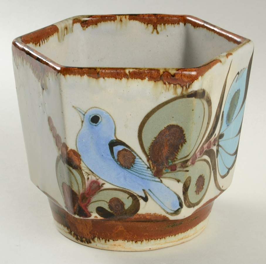El Palomar Blue 4" Flower Pot by Ken Edwards Pottery-1