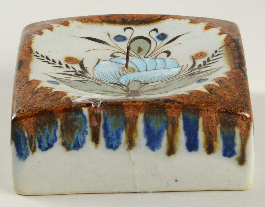 El Palomar Blue 1" Pillar Candleholder by Ken Edwards Pottery-1