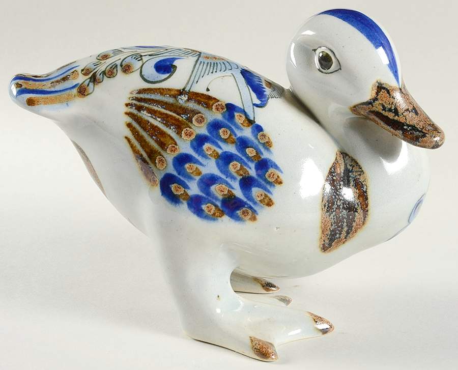 El Palomar Blue Standing Duck Figurine by Ken Edwards Pottery-1