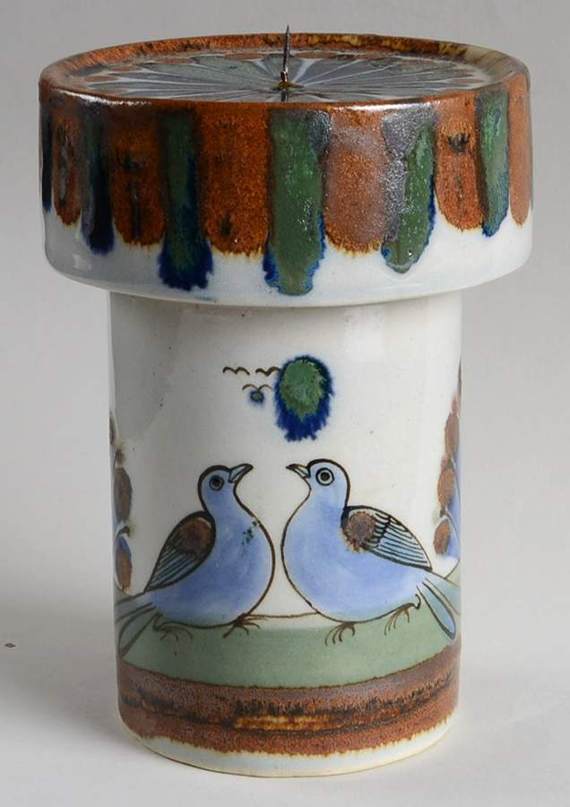 El Palomar Blue 6" Pillar Candle (Wax) by Ken Edwards Pottery-1