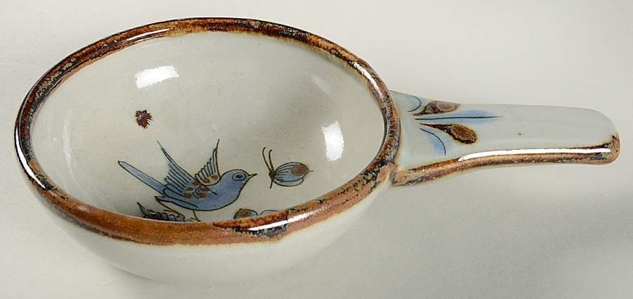 El Palomar Blue Gravy Boat w/Stick Handle by Ken Edwards Pottery-1