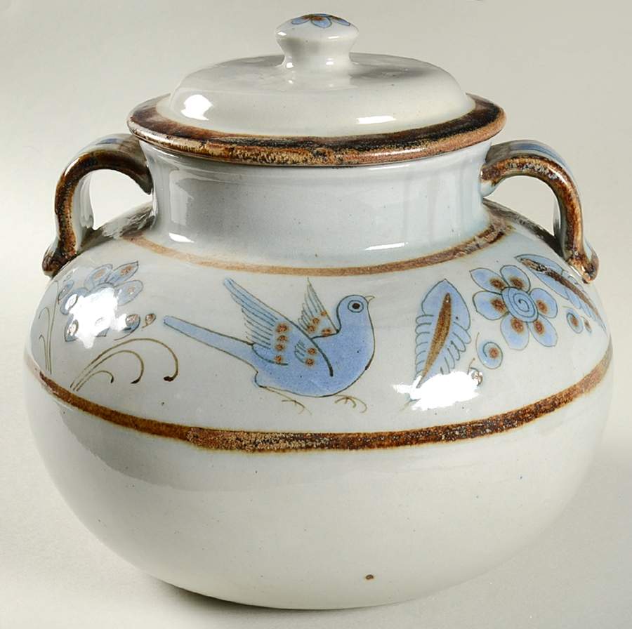 El Palomar Blue Bean Pot & Lid by Ken Edwards Pottery-1
