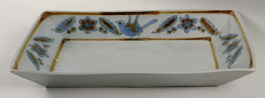 El Palomar Blue 15" Rectangular Tray by Ken Edwards Pottery-1