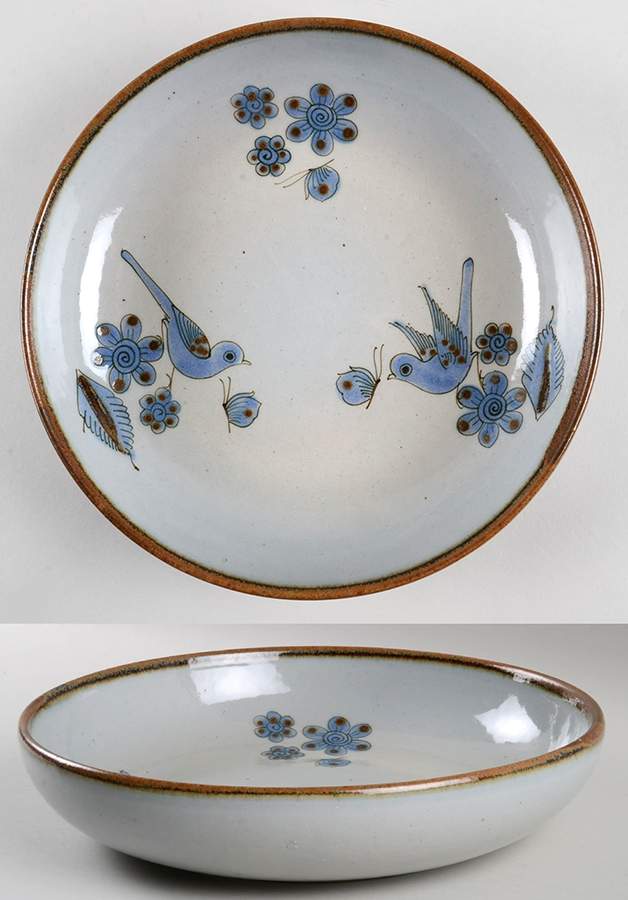 El Palomar Blue 11" Shallow Round Bowl by Ken Edwards Pottery-1