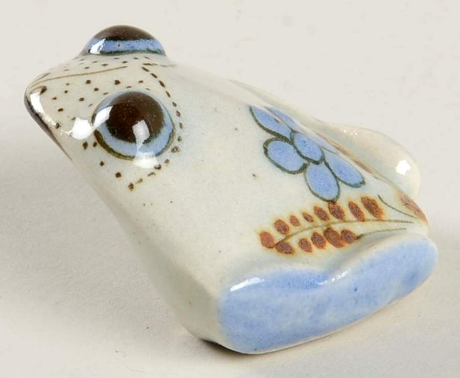 El Palomar Blue Frog Figurine by Ken Edwards Pottery-1