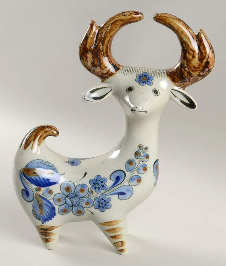 El Palomar Blue Deer Figurine by Ken Edwards Pottery-1
