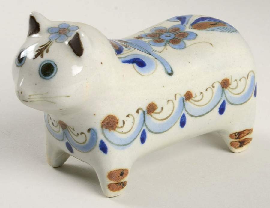 El Palomar Blue Small Cat Figurine by Ken Edwards Pottery-1