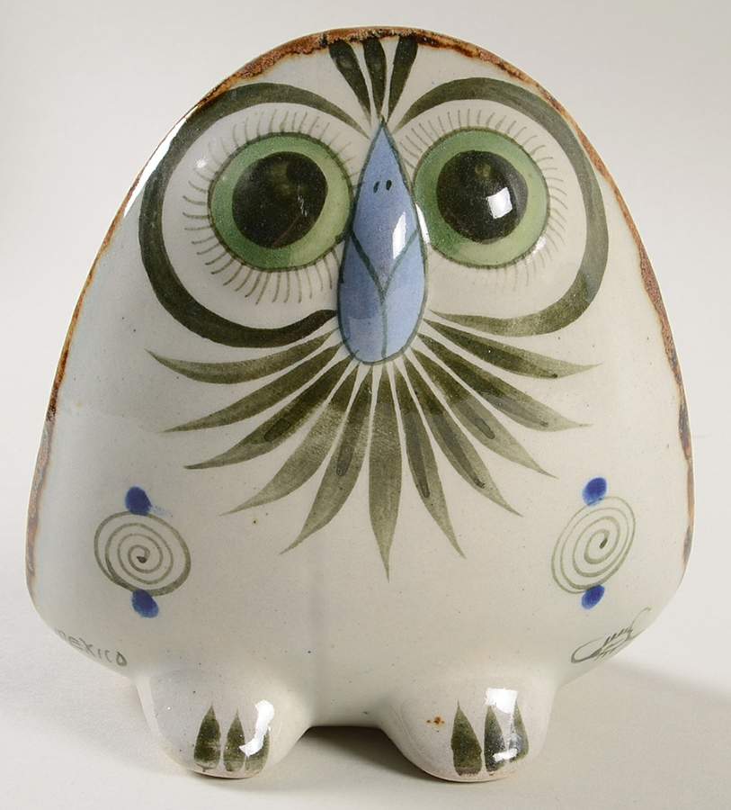 El Palomar Blue 5" Owl Figurine by Ken Edwards Pottery-1