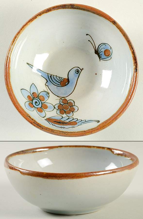 El Palomar Blue Fruit/Dessert (Sauce) Bowl by Ken Edwards Pottery-1