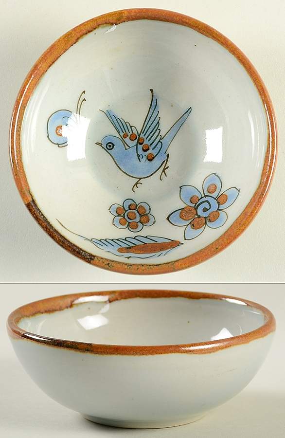 El Palomar Blue Fruit/Dessert (Sauce) Bowl by Ken Edwards Pottery-1