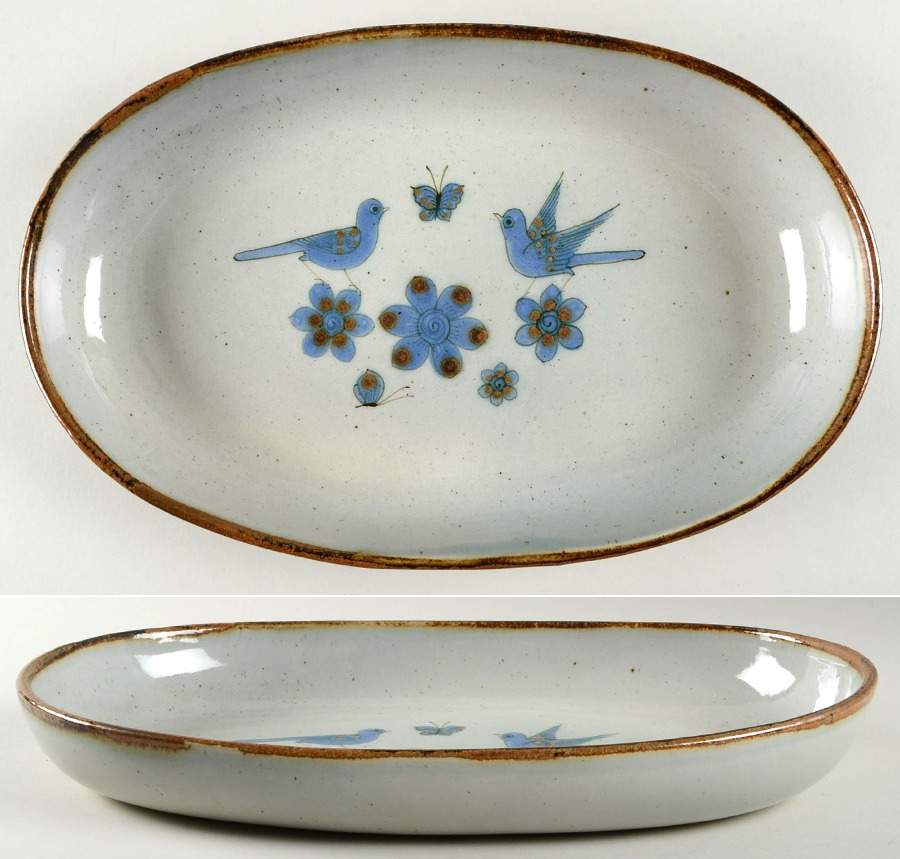 El Palomar Blue 15" Deep Oval Serving Platter by Ken Edwards Pottery-1