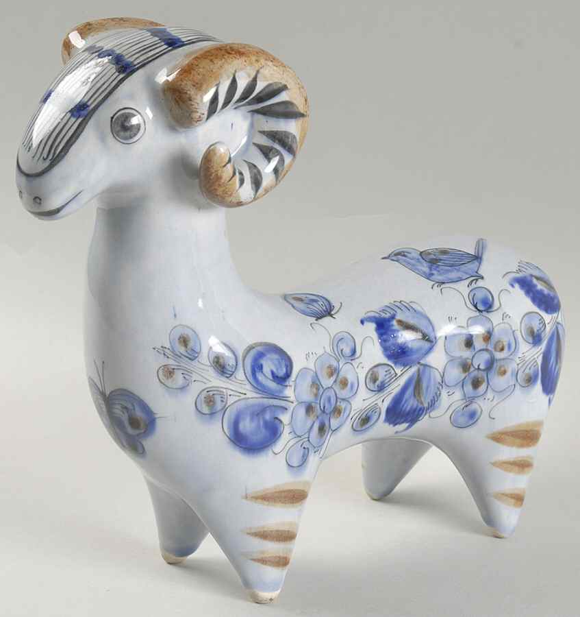El Palomar Blue Ram Figurine by Ken Edwards Pottery-1