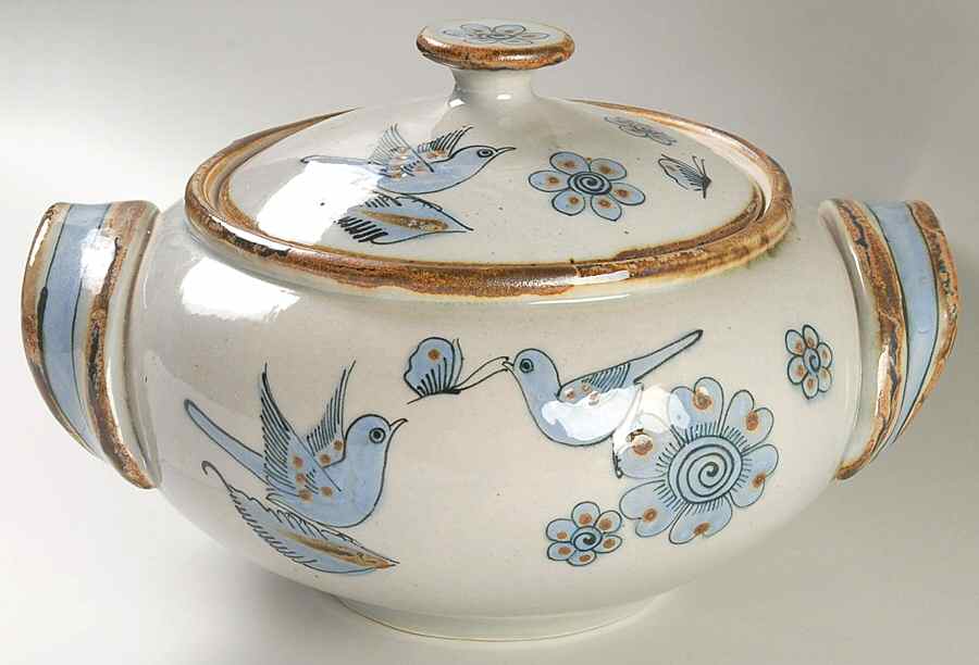 El Palomar Blue 5 Quart Round Covered Casserole by Ken Edwards Pottery-1