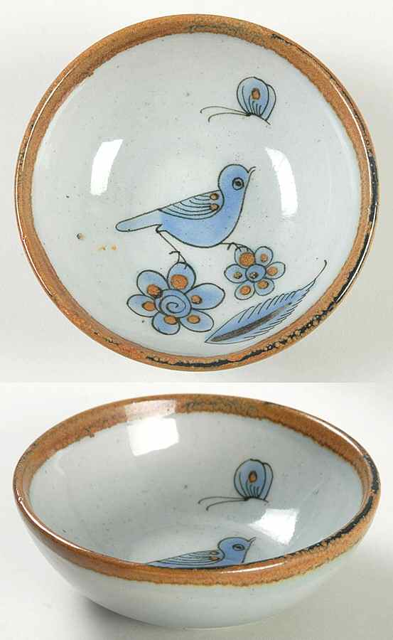 El Palomar Blue Fruit/Dessert (Sauce) Bowl by Ken Edwards Pottery-1