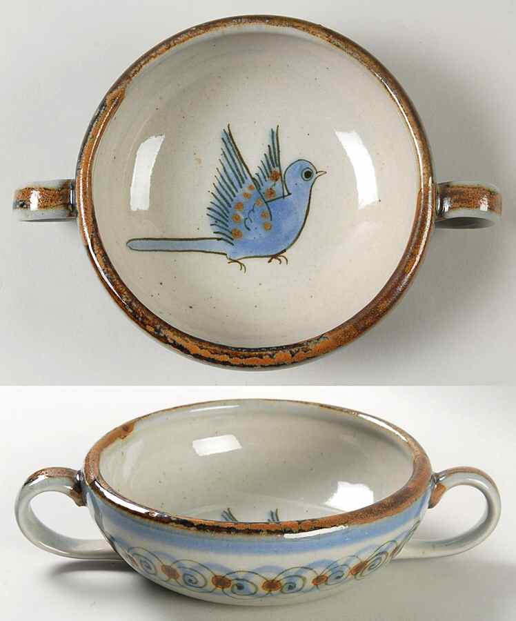 El Palomar Blue Cream Soup Bowl by Ken Edwards Pottery-1