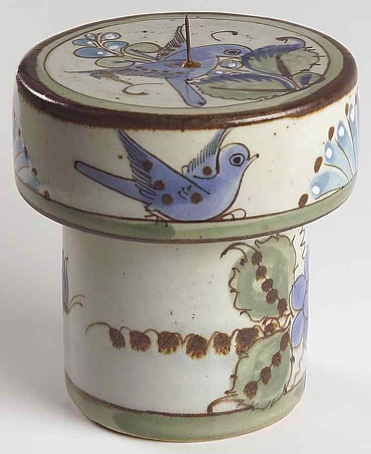 El Palomar Blue Pillar Candleholder by Ken Edwards Pottery-1