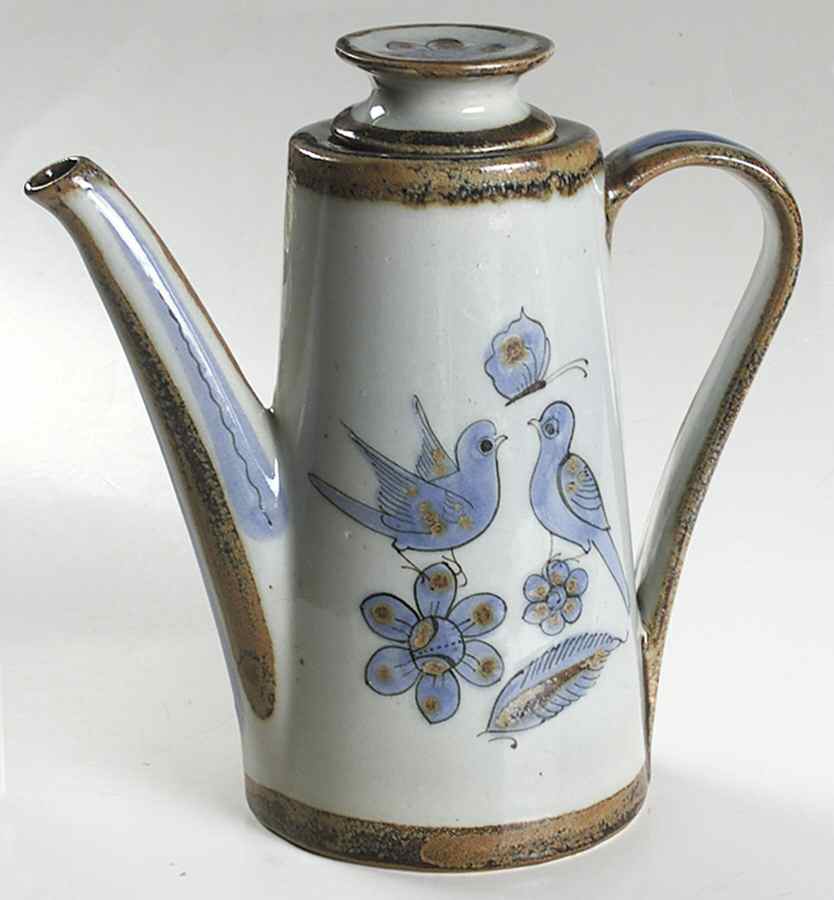 El Palomar Blue Coffee Pot & Lid by Ken Edwards Pottery-1