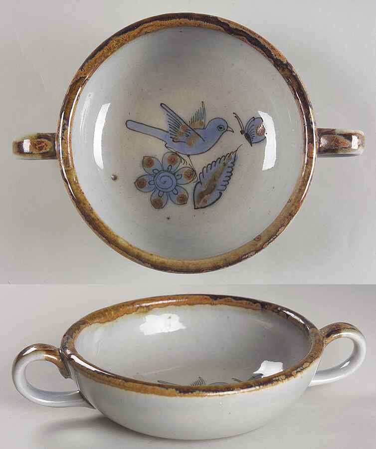 El Palomar Blue Cream Soup Bowl by Ken Edwards Pottery-1
