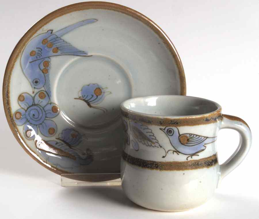 El Palomar Blue Flat Cup & Saucer Set by Ken Edwards Pottery-1