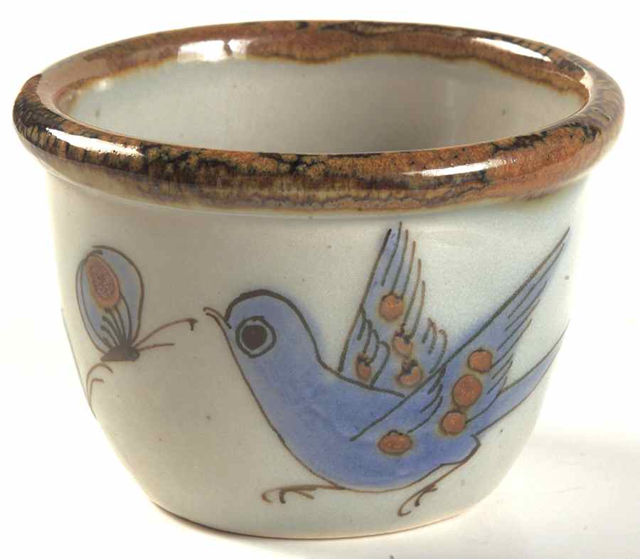 El Palomar Blue Custard Cup by Ken Edwards Pottery-1