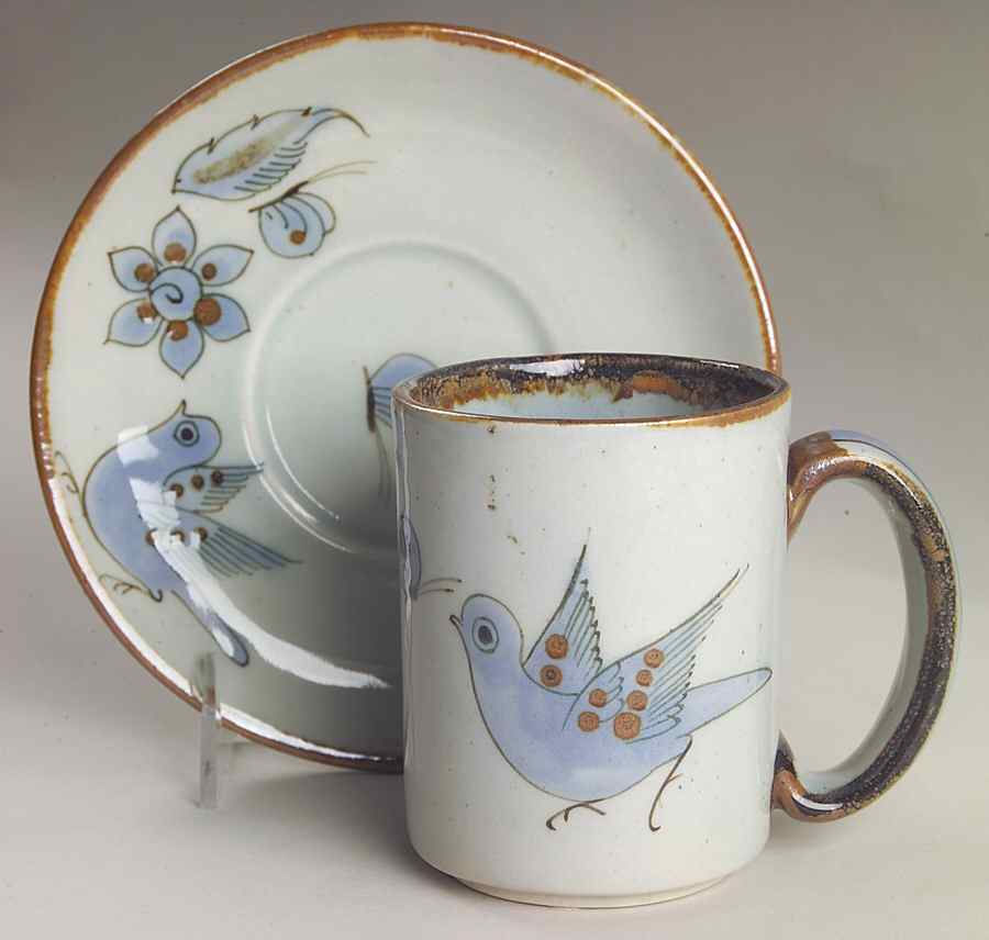 El Palomar Blue Mug & Saucer Set by Ken Edwards Pottery-1