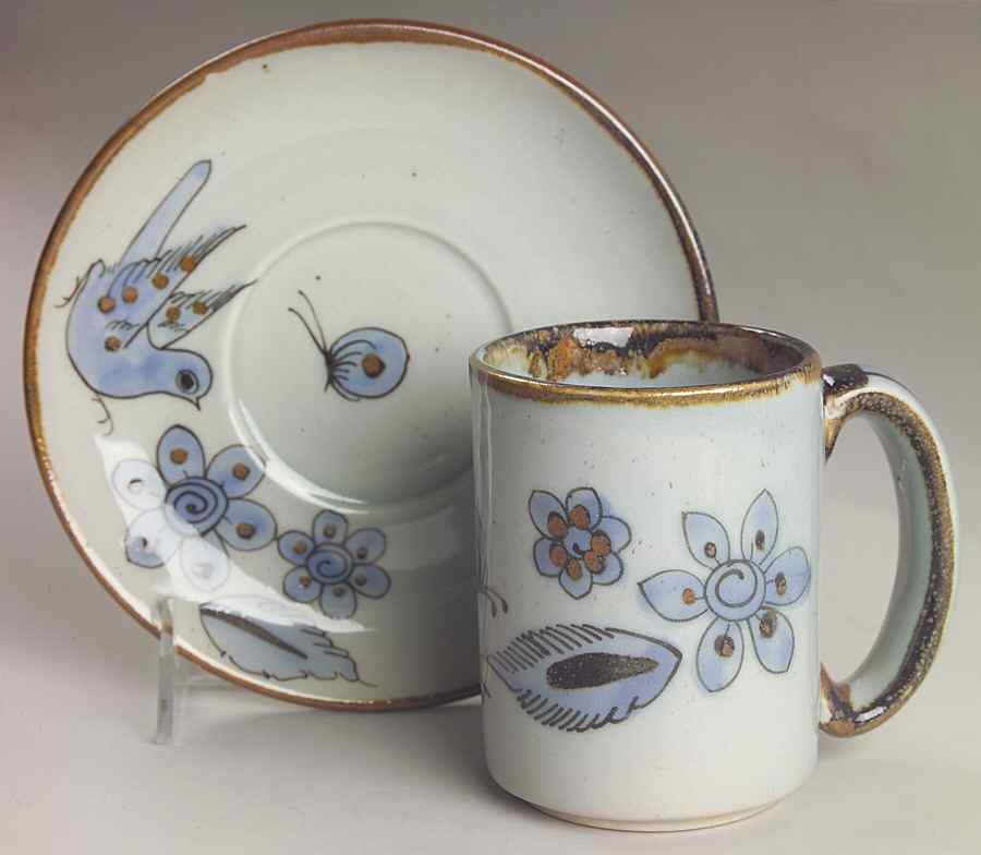 El Palomar Blue Mug & Saucer Set by Ken Edwards Pottery-1