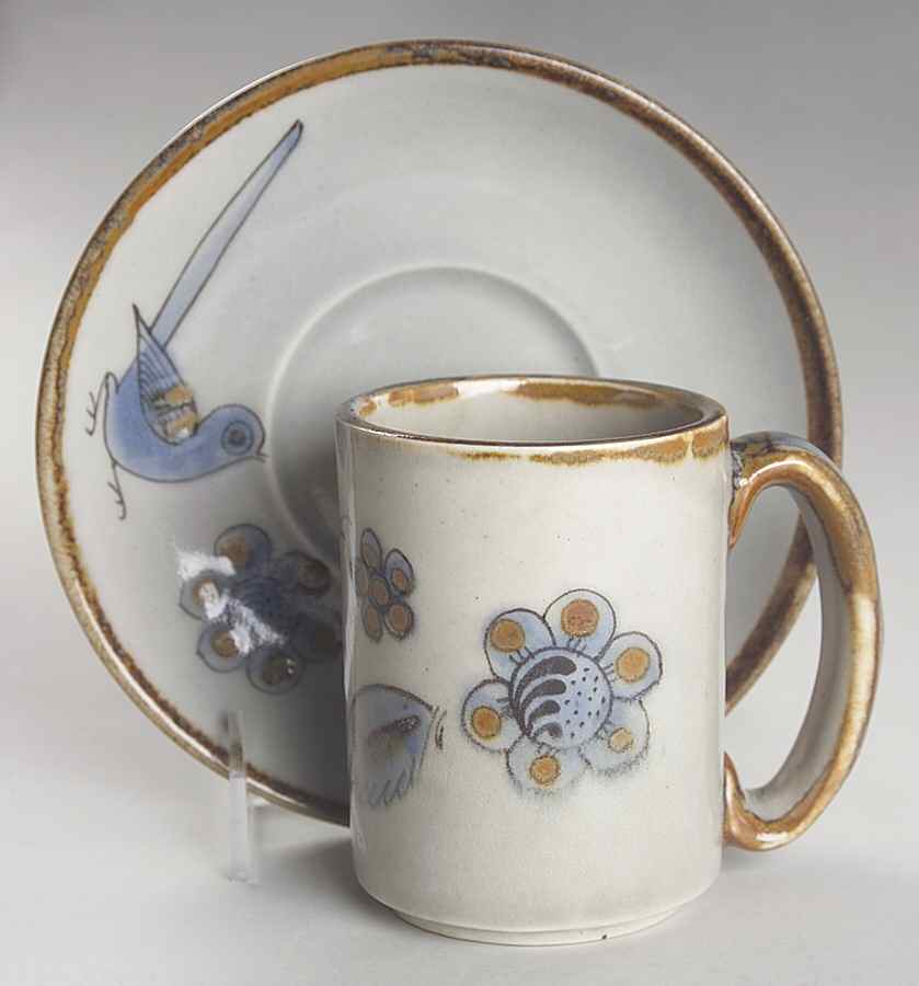 El Palomar Blue Mug & Saucer Set by Ken Edwards Pottery-1