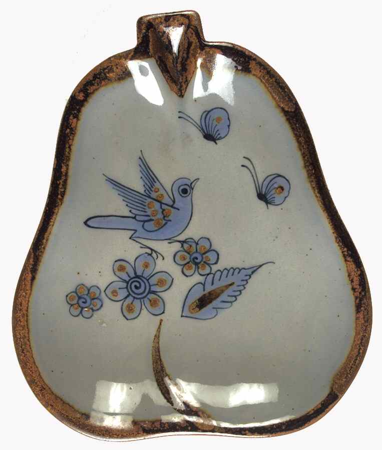 El Palomar Blue Pear Shaped Plate by Ken Edwards Pottery-1