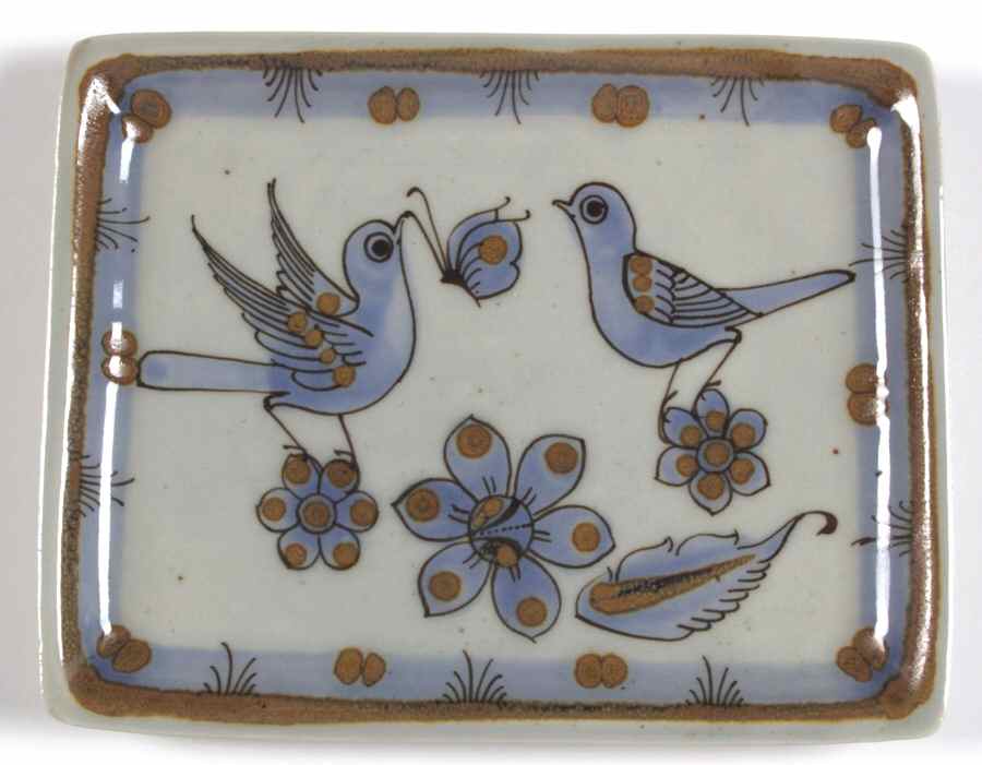 El Palomar Blue 8" Rectangular Serving Platter by Ken Edwards Pottery-1