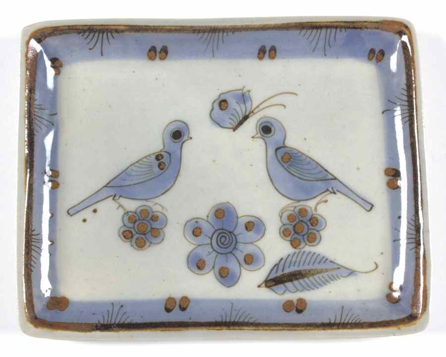 El Palomar Blue 8" Rectangular Serving Platter by Ken Edwards Pottery-1