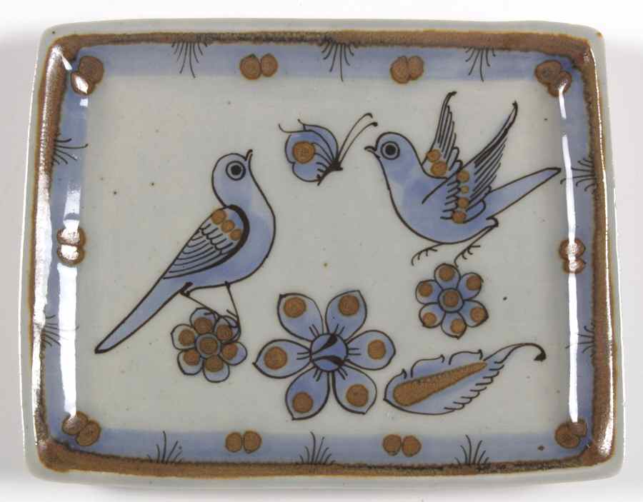 El Palomar Blue 8" Rectangular Serving Platter by Ken Edwards Pottery-1