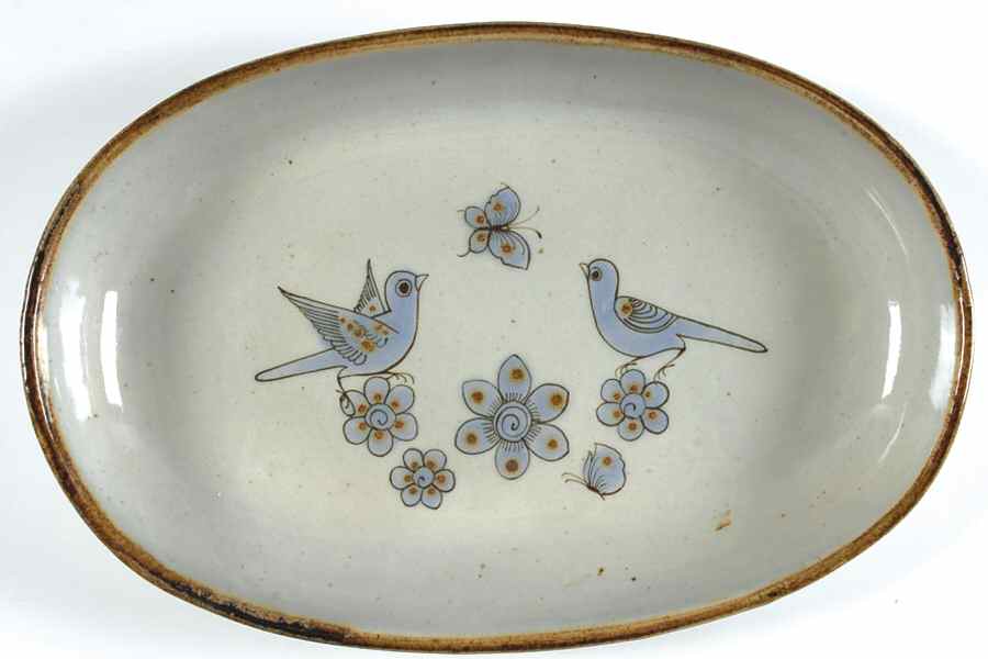 El Palomar Blue 14" Oval Roaster by Ken Edwards Pottery-1
