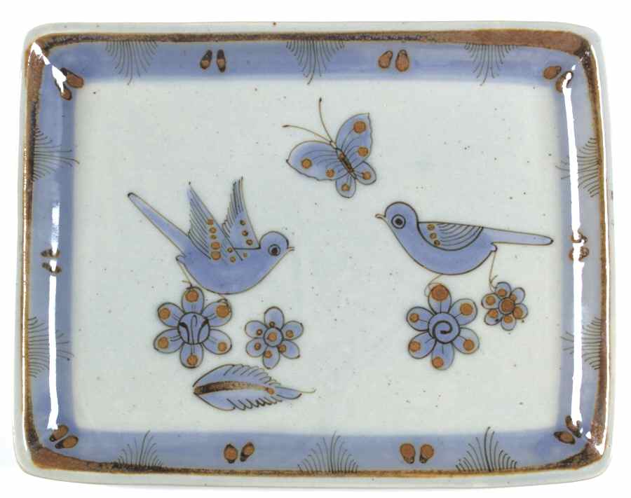 El Palomar Blue 11" Rectangular Serving Platter by Ken Edwards Pottery-1