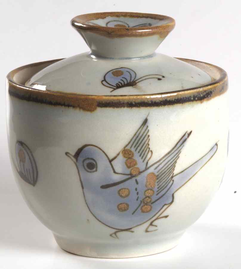 El Palomar Blue Sugar Bowl & Lid by Ken Edwards Pottery-1