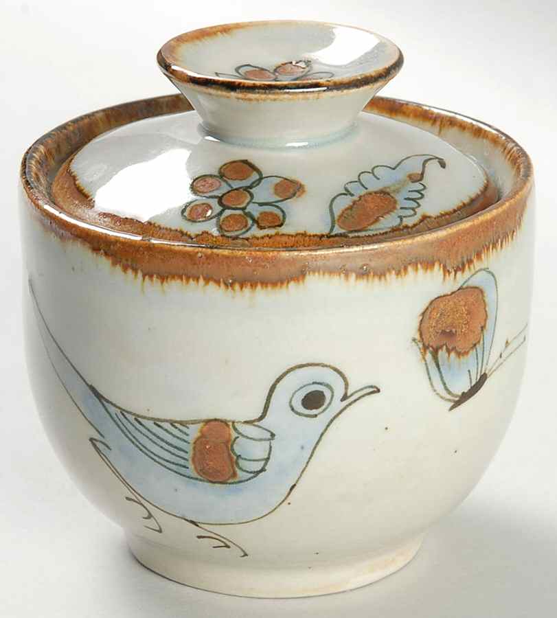 El Palomar Blue Sugar Bowl & Lid by Ken Edwards Pottery-1