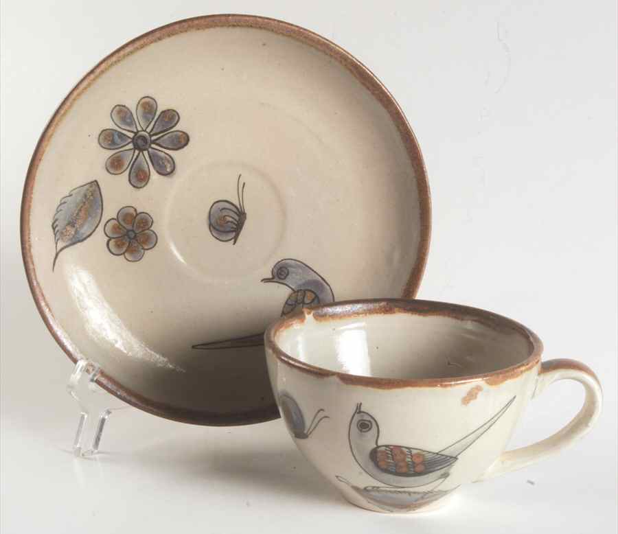 El Palomar Blue Flat Cup & Saucer Set by Ken Edwards Pottery-1