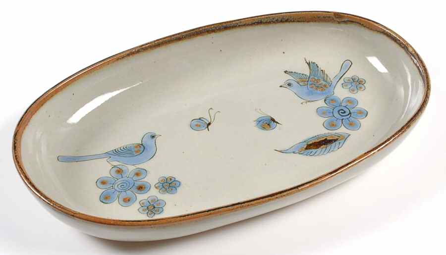 El Palomar Blue 15" Deep Oval Serving Platter by Ken Edwards Pottery-1