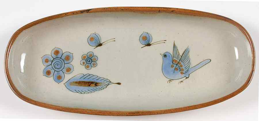 El Palomar Blue Bread Tray by Ken Edwards Pottery-1