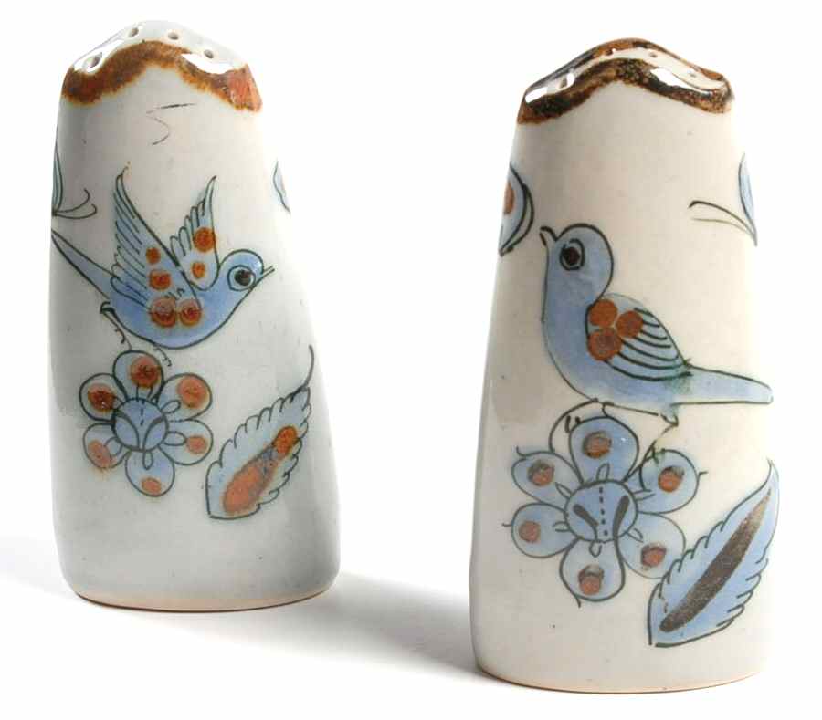 El Palomar Blue Salt & Pepper Set by Ken Edwards Pottery-1
