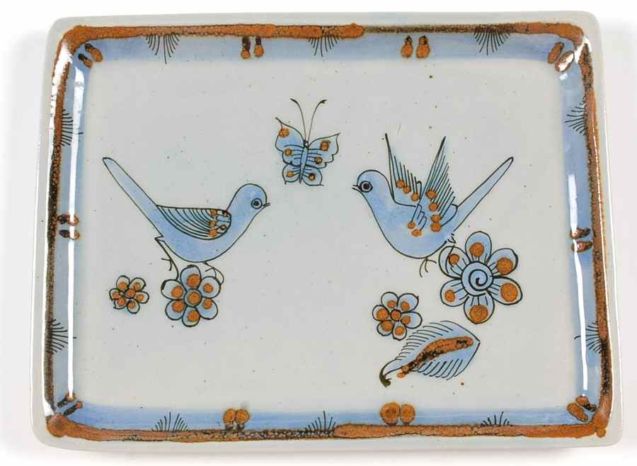 El Palomar Blue 11" Rectangular Serving Platter by Ken Edwards Pottery-1
