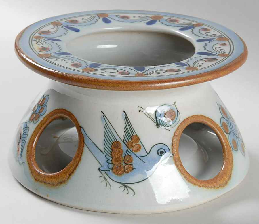 El Palomar Blue Round Warmer Stand by Ken Edwards Pottery-1