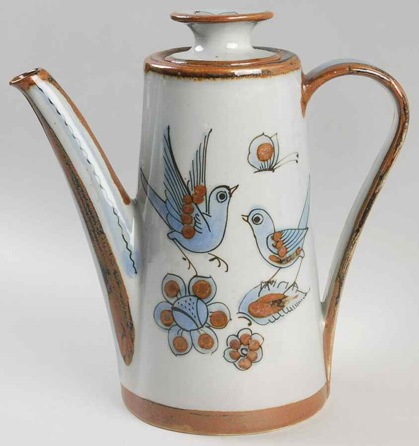 El Palomar Blue Coffee Pot & Lid by Ken Edwards Pottery-1