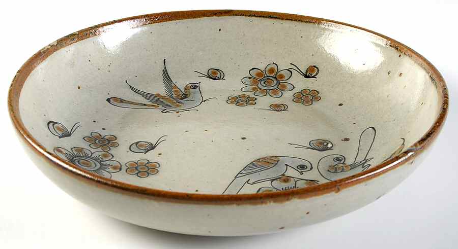 El Palomar Blue 11" Shallow Round Bowl by Ken Edwards Pottery-1