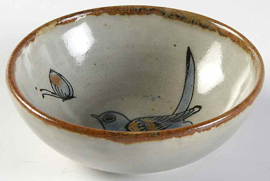 El Palomar Blue Fruit/Dessert (Sauce) Bowl by Ken Edwards Pottery-1