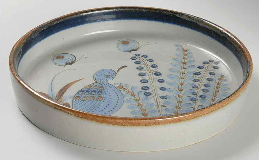 El Palomar Blue 9" Round Tray by Ken Edwards Pottery-1